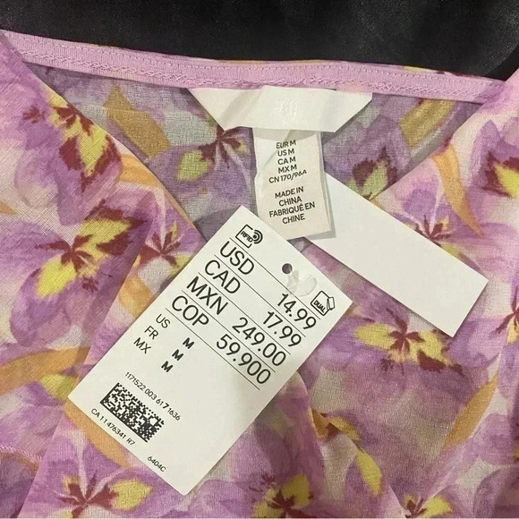 H&M Purple Floral Casual Summer TANK TOP  WOMENS US MEDIUM - Picture 1 of 3